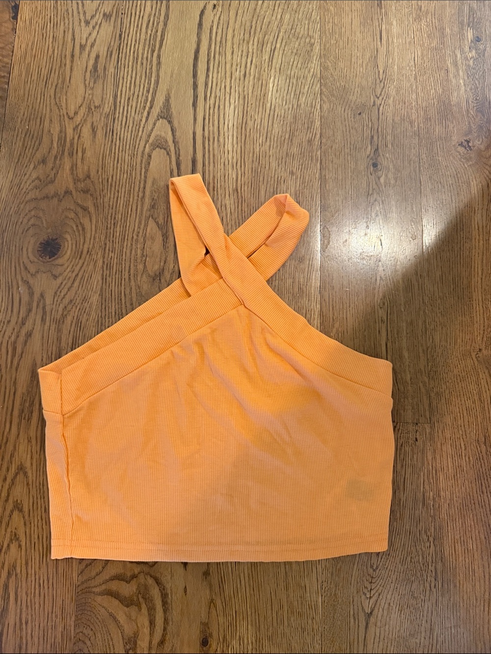 SHEIN Orange Crisscross Ribbed Crop Top